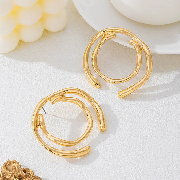 Wholesale Women's Geometric Circle Alloy And Stainless Steel Electroplated Earrings