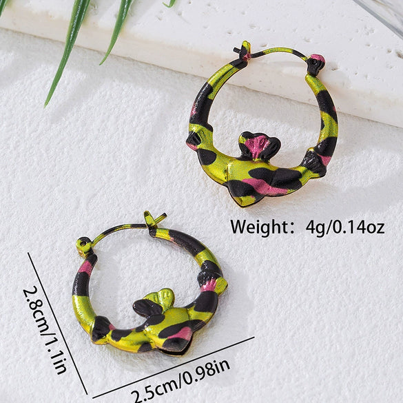 Wholesale Women's Geometric Circle And Leopard Print Alloy Electroplated Stainless Steel Earrings