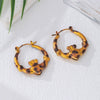 Wholesale Women's Geometric Circle And Leopard Print Alloy Electroplated Stainless Steel Earrings