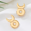 Wholesale Women's Geometric Circle Moon Alloy Electroplated Earrings With Stainless Steel Ear Needles