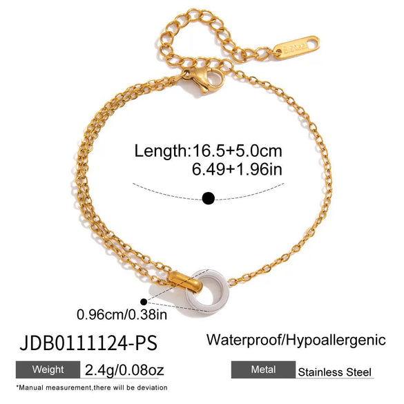 Wholesale Women's Geometric Circle Pattern Titanium Steel And Stainless Steel Electroplated Necklace And Bracelet Jewelry Set