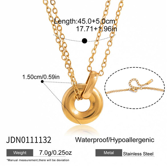Wholesale Women's Geometric Circle Pattern Titanium Steel And Stainless Steel Electroplated Necklace And Bracelet Jewelry Set