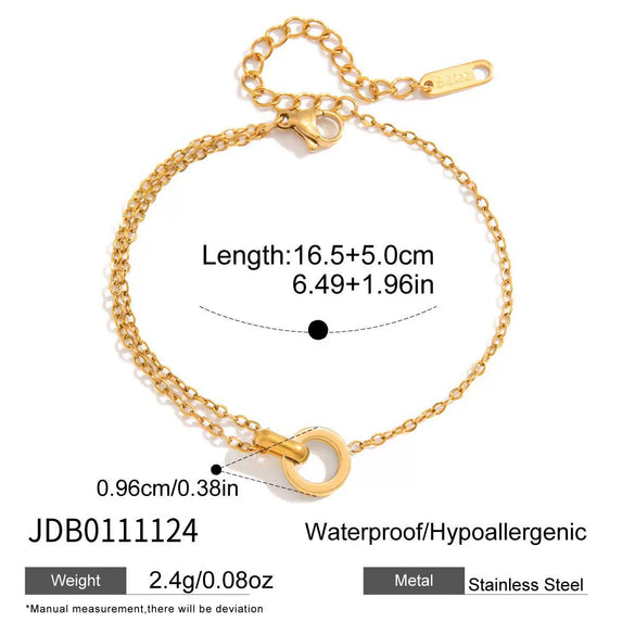 Wholesale Women's Geometric Circle Pattern Titanium Steel And Stainless Steel Electroplated Necklace And Bracelet Jewelry Set