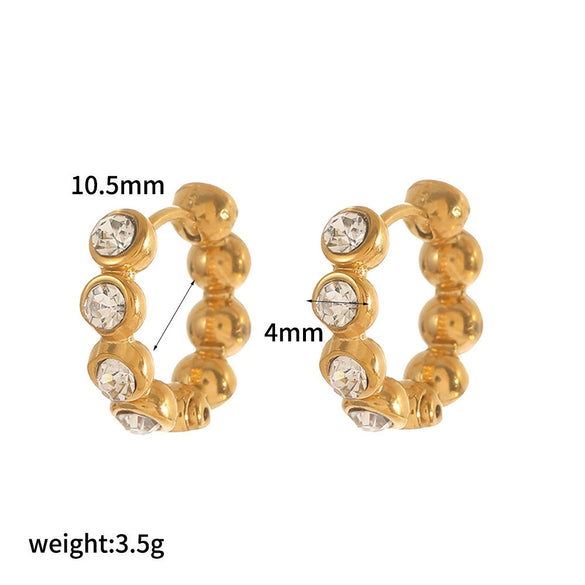 Wholesale Women's Geometric Circle Stainless Steel Diamondencrusted Hoop Earrings With Vacuum Plating In The Furnace