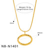 Wholesale Women's Geometric Circle Stainless Steel 18K Gold Plated Stackable Pendant With Snake Chain