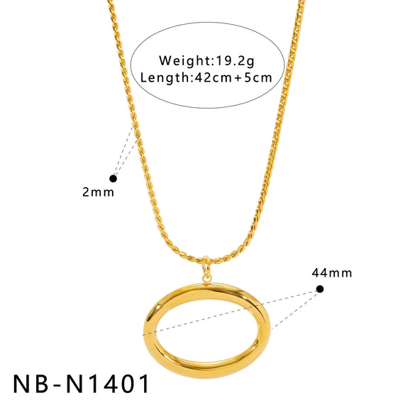 Wholesale Women's Geometric Circle Stainless Steel 18K Gold Plated Stackable Pendant With Snake Chain