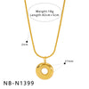Wholesale Women's Geometric Circle Stainless Steel 18K Gold Plated Stackable Pendant With Snake Chain