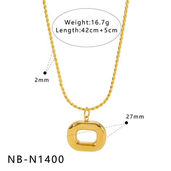 Wholesale Women's Geometric Circle Stainless Steel 18K Gold Plated Stackable Pendant With Snake Chain