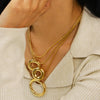 Wholesale Women's Geometric Circle Stainless Steel 18K Gold Plated Stackable Pendant With Snake Chain
