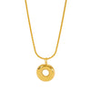 Wholesale Women's Geometric Circle Stainless Steel 18K Gold Plated Stackable Pendant With Snake Chain