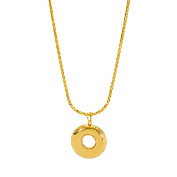 Wholesale Women's Geometric Circle Stainless Steel 18K Gold Plated Stackable Pendant With Snake Chain