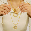 Wholesale Women's Geometric Circle Stainless Steel 18K Gold Plated Stackable Pendant With Snake Chain