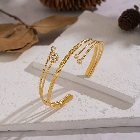 Wholesale Women's Geometric Cold Style Stainless Steel Gold Plated Bracelet Jewelry