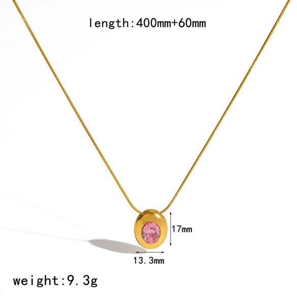 Wholesale Women's Geometric Colored Diamond Pendant Necklace Ring Jewelry Set In Titanium Steel With Pvd Furnace Vacuum Real Gold Plating