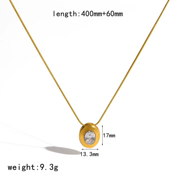 Wholesale Women's Geometric Colored Diamond Pendant Necklace Ring Jewelry Set In Titanium Steel With Pvd Furnace Vacuum Real Gold Plating