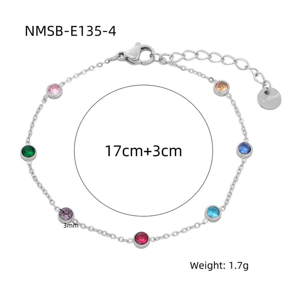 Wholesale Women's Geometric Colored Diamond Stainless Steel Titanium Steel Bracelet With 18K Vacuum Gold Plated Electroplating Treatment