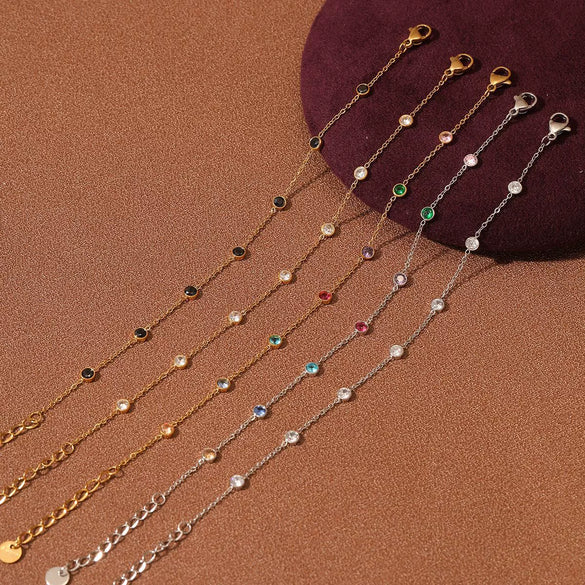Wholesale Women's Geometric Colored Diamond Stainless Steel Titanium Steel Bracelet With 18K Vacuum Gold Plated Electroplating Treatment