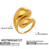 Wholesale Women's Geometric Commashaped Water Drop Open Ring Stainless Steel 18K Gold Plated