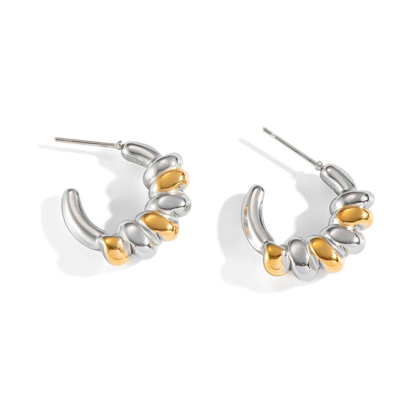 Wholesale Women's Geometric Contrasting Color Twist Earrings In Stainless Steel With Electroplating