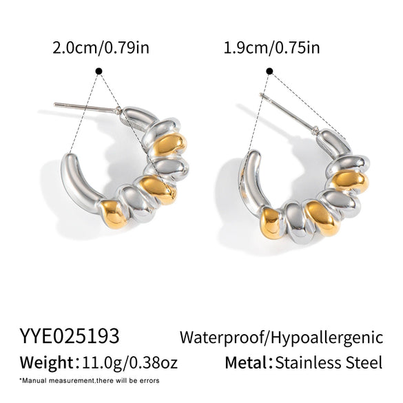 Wholesale Women's Geometric Contrasting Color Twist Earrings In Stainless Steel With Electroplating