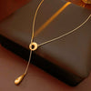 Wholesale Women's Geometric Copper Alloy Electroplated Brushed Water Drop Pendant Clavicle Necklace