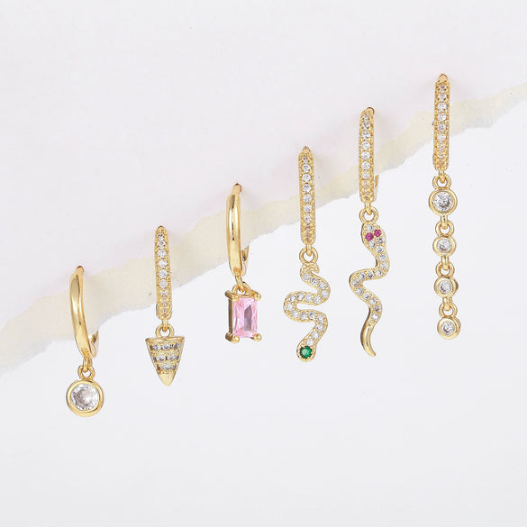 Wholesale Women's Geometric Copper Earrings Inlaid Zircon With Snake And Animal Patterns