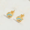 Wholesale Women's Geometric Copper Earrings With Facial Features And Expressions Style And Electroplating Treatment