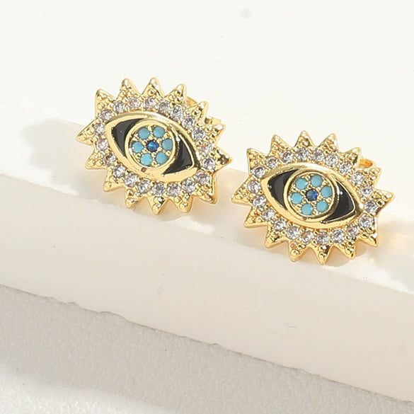 Wholesale Women's Geometric Copper Earrings With Facial Features And Expressions Style And Electroplating Treatment