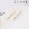 Wholesale Women's Geometric Copper Earrings With Gold Stone Strip Tassel And 14K Gold Plated
