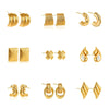 Wholesale Women's Geometric Copper Earrings With Striped Texture Electroplated In Fashion Style