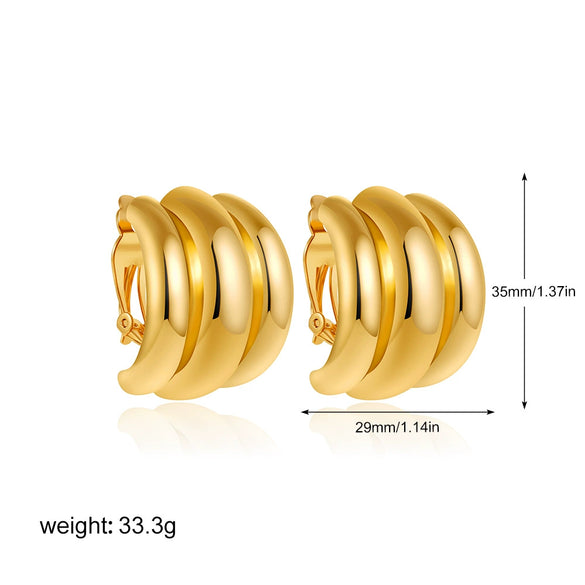 Wholesale Women's Geometric Copper Earrings With Striped Texture Electroplated In Fashion Style