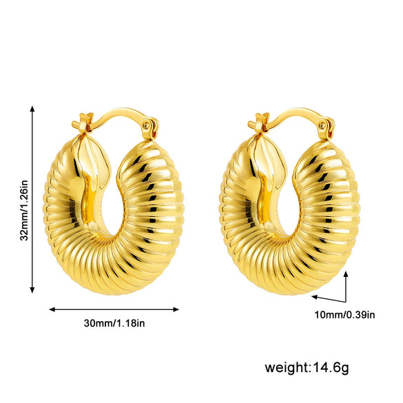 Wholesale Women's Geometric Copper Earrings With Striped Texture Electroplated In Fashion Style