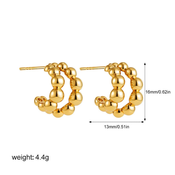 Wholesale Women's Geometric Copper Earrings With Striped Texture Electroplated In Fashion Style