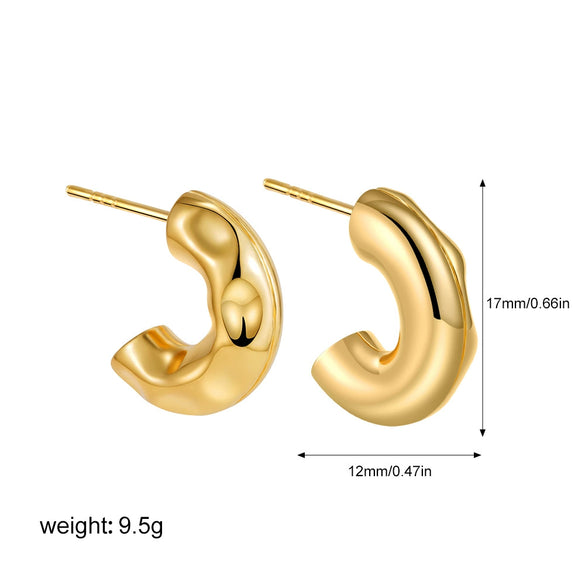 Wholesale Women's Geometric Copper Earrings With Striped Texture Electroplated In Fashion Style