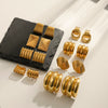 Wholesale Women's Geometric Copper Earrings With Striped Texture Electroplated In Fashion Style