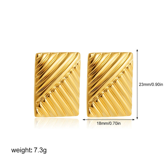 Wholesale Women's Geometric Copper Earrings With Striped Texture Electroplated In Fashion Style