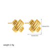 Wholesale Women's Geometric Copper Earrings With Striped Texture Electroplated In Fashion Style
