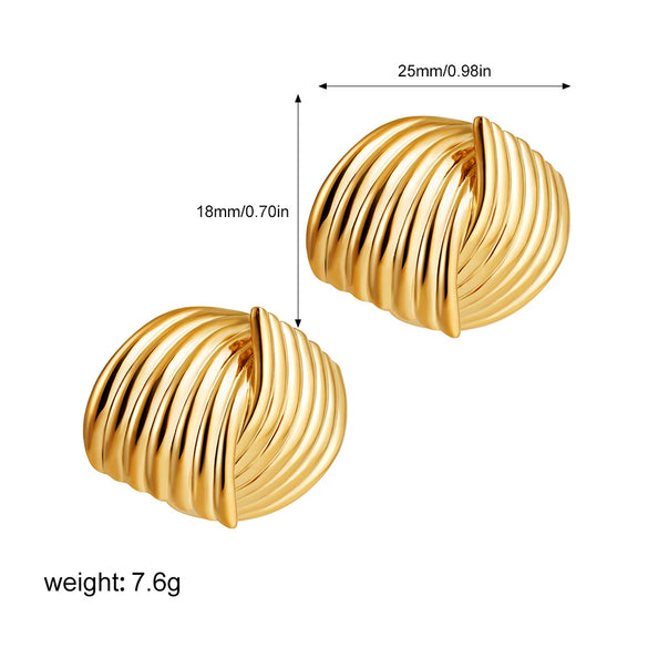 Wholesale Women's Geometric Copper Earrings With Striped Texture Electroplated In Fashion Style