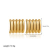 Wholesale Women's Geometric Copper Earrings With Striped Texture Electroplated In Fashion Style