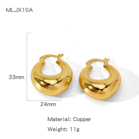 Wholesale Women's Geometric Copper Earrings With Texturized Electroplating