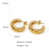 Wholesale Women's Geometric Copper Earrings With Texturized Electroplating