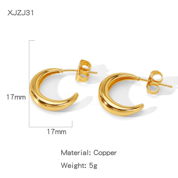 Wholesale Women's Geometric Copper Earrings With Texturized Electroplating