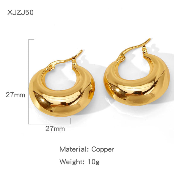 Wholesale Women's Geometric Copper Earrings With Texturized Electroplating