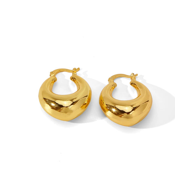 Wholesale Women's Geometric Copper Earrings With Texturized Electroplating