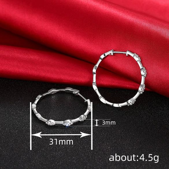 Wholesale Women's Geometric Copper Earrings With Zirconia Design