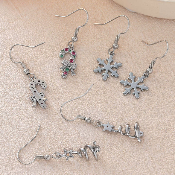 Wholesale Women's Geometric Copper Electroplated Christmas Earrings With 925 Silver Ear Needles