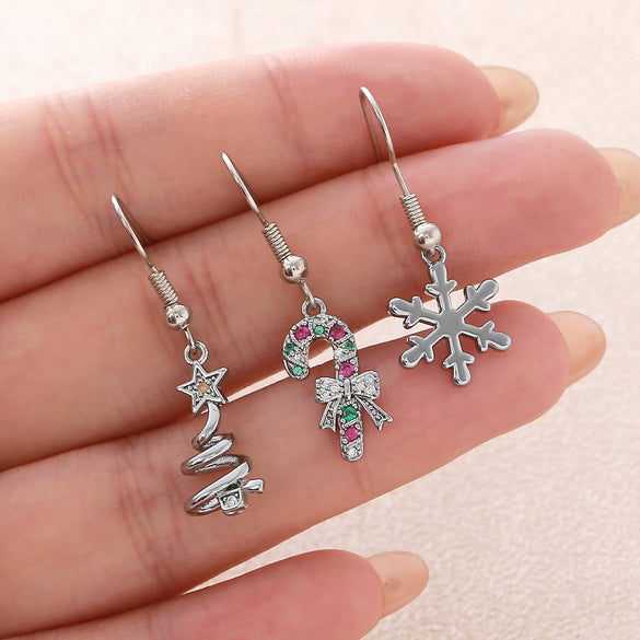Wholesale Women's Geometric Copper Electroplated Christmas Earrings With 925 Silver Ear Needles