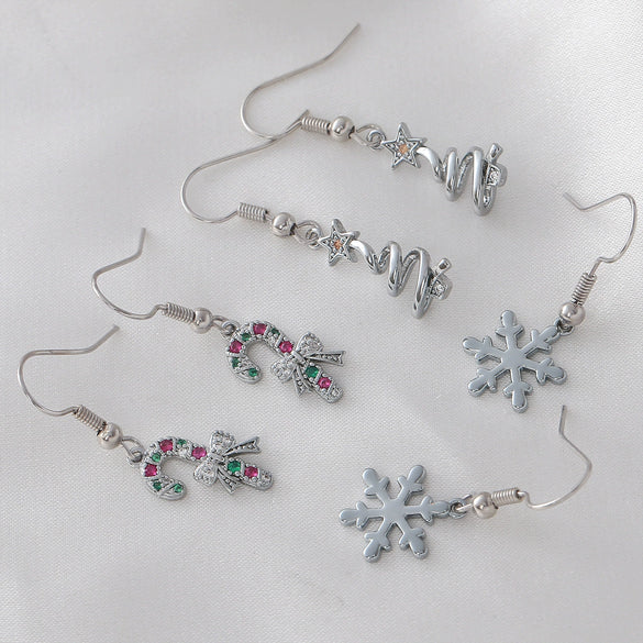 Wholesale Women's Geometric Copper Electroplated Christmas Earrings With 925 Silver Ear Needles