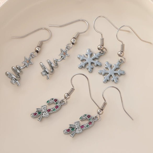 Wholesale Women's Geometric Copper Electroplated Christmas Earrings With 925 Silver Ear Needles
