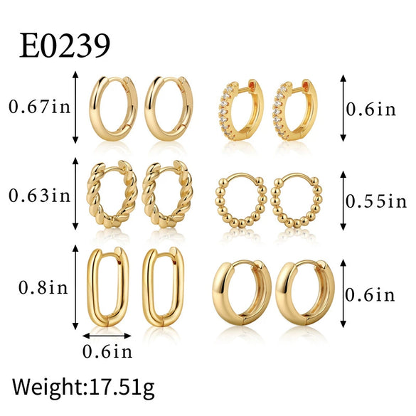 Wholesale Women's Geometric Copper Electroplated Light Luxury Gold Pigment Earrings Jewelry